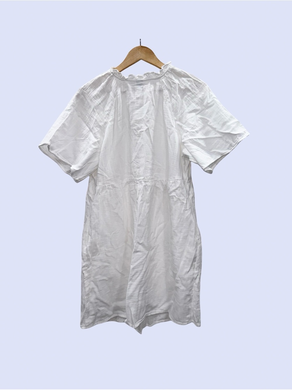 Old Navy White 100% Cotton Mini Dress Size Medium Peasant Cottagecore Boho - Picture 3 of 10